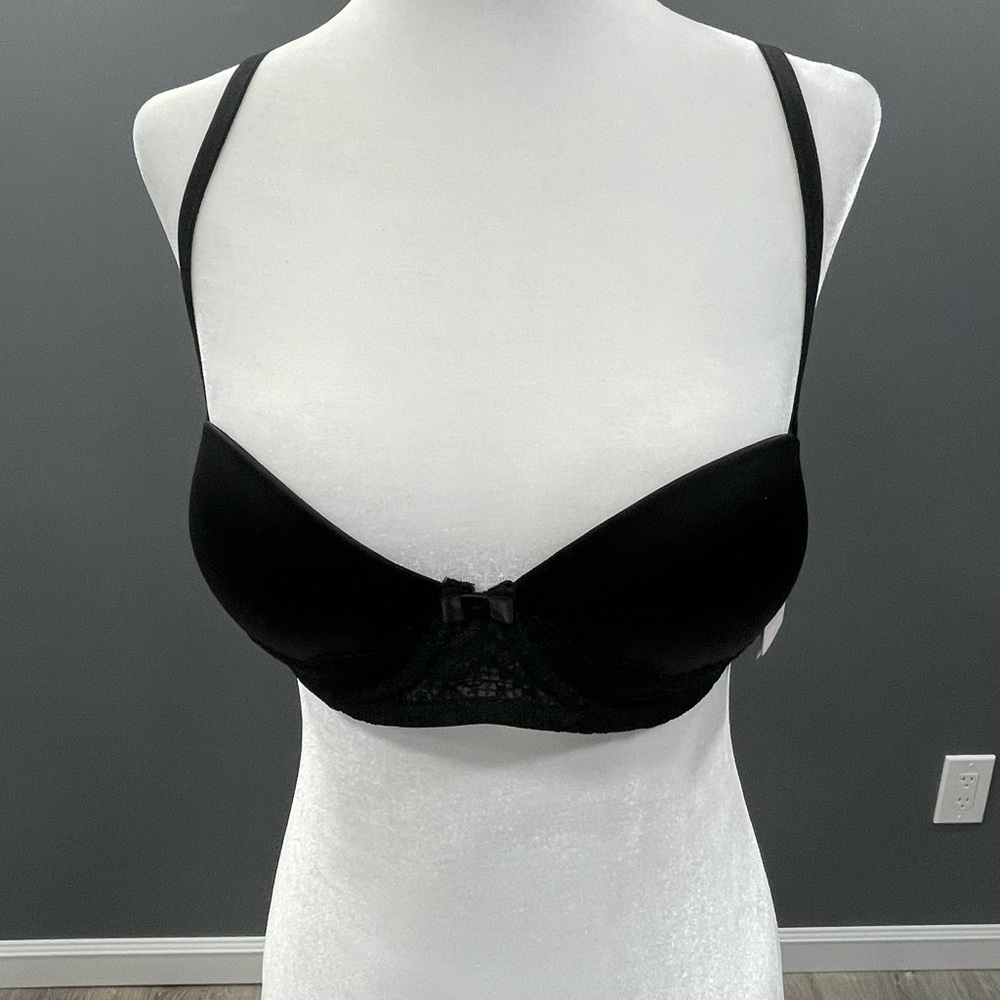 NWT Auden Plunge Coverage Push Up Bra Black 34b C5 - Picture 1 of 3
